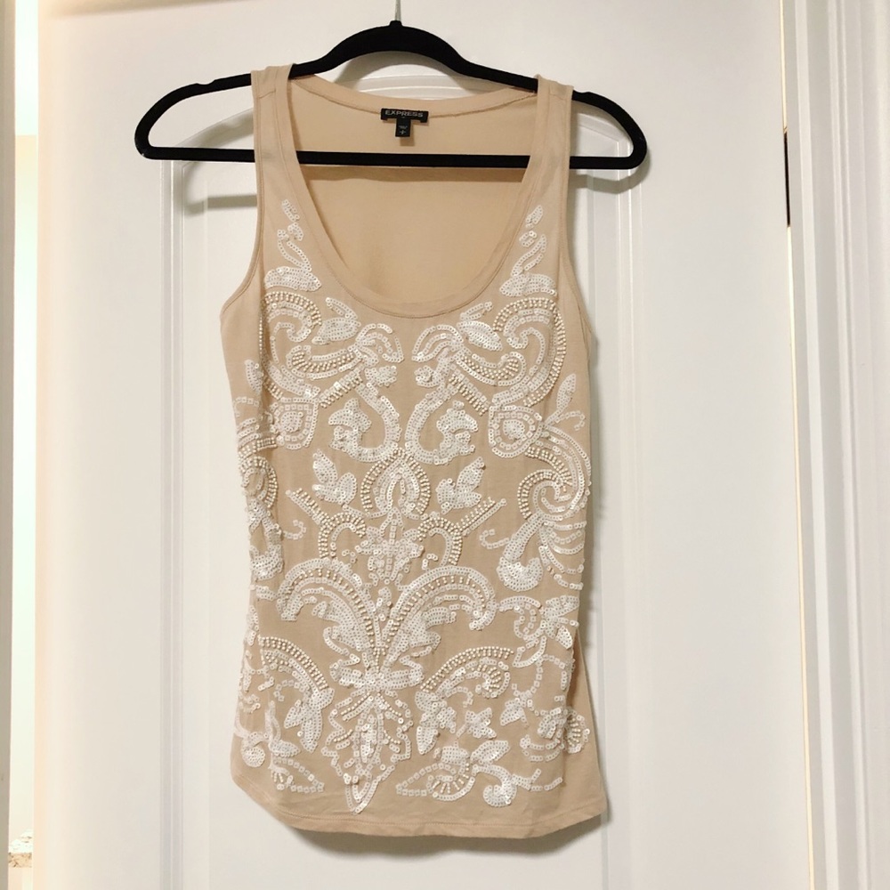 Express Blush Tank with White Beading